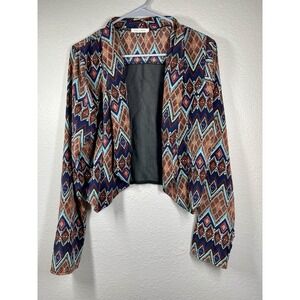 Tea N Rose Los Angeles Sheer Back Open Front Boho Cardigan Medium Long Sleeve